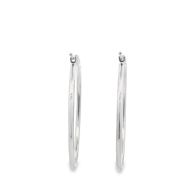 3X40MM LARGE POLISHED 14K WHITE  GOLD HOOP EARRINGS Image 3 Lester Martin Dresher, PA
