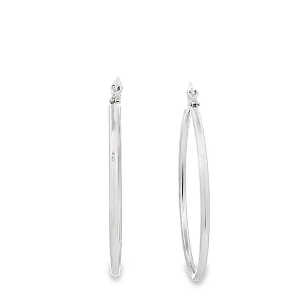 3X40MM LARGE POLISHED 14K WHITE  GOLD HOOP EARRINGS Lester Martin Dresher, PA