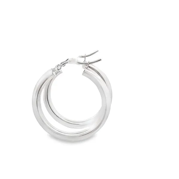 3X25MM MEDIUM POLISHED 14K WHITE  GOLD HOOP EARRINGS Image 2 Lester Martin Dresher, PA