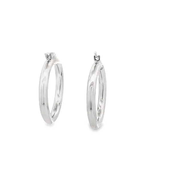 3X25MM MEDIUM POLISHED 14K WHITE  GOLD HOOP EARRINGS Image 3 Lester Martin Dresher, PA