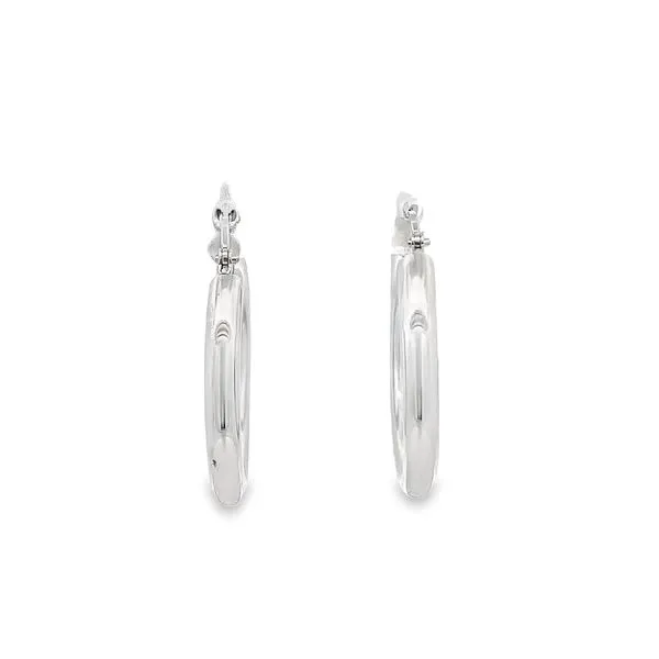 3X25MM MEDIUM POLISHED 14K WHITE  GOLD HOOP EARRINGS Lester Martin Dresher, PA