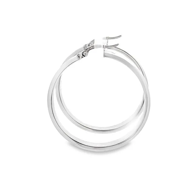 4X34MM MEDIUM POLISHED AND TEXTURED 14K WHITE  GOLD HOOP EARRINGS Image 2 Lester Martin Dresher, PA