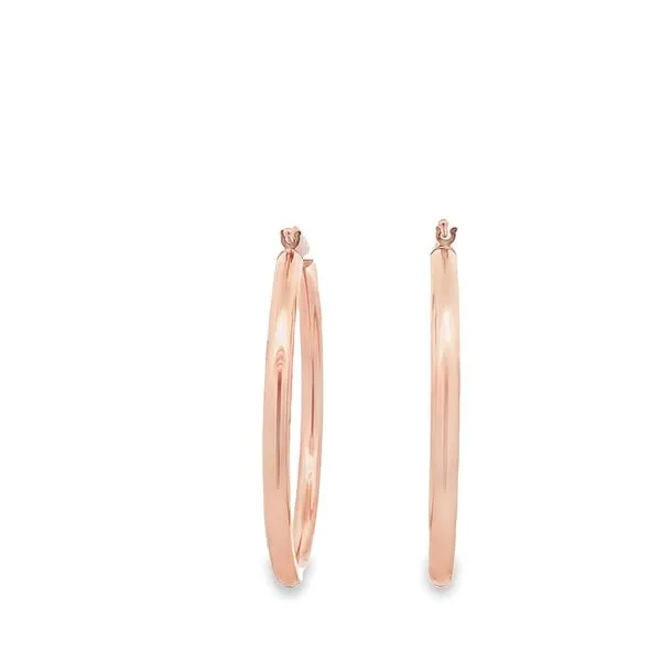 3X40MM MEDIUM POLISHED 14K ROSE GOLD HOOP EARRINGS