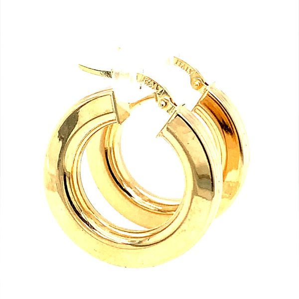 RIBBED HOOP EARRINGS IN 14K YELLOW GOLD Image 2 Lester Martin Dresher, PA