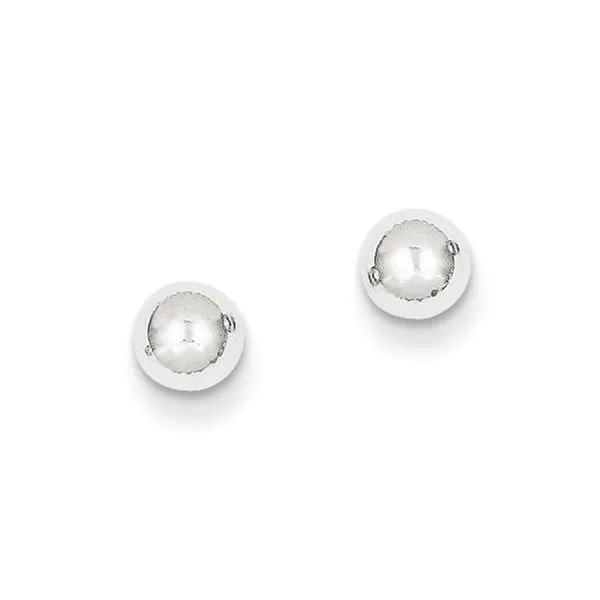 14K WHITE GOLD POLISHED 5MM BALL POST EARRINGS Lester Martin Dresher, PA