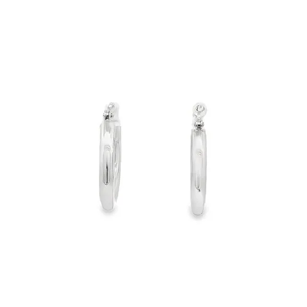 3X18MM SMALL 14K WHITE GOLD POLISHED HOOP EARRINGS Lester Martin Dresher, PA