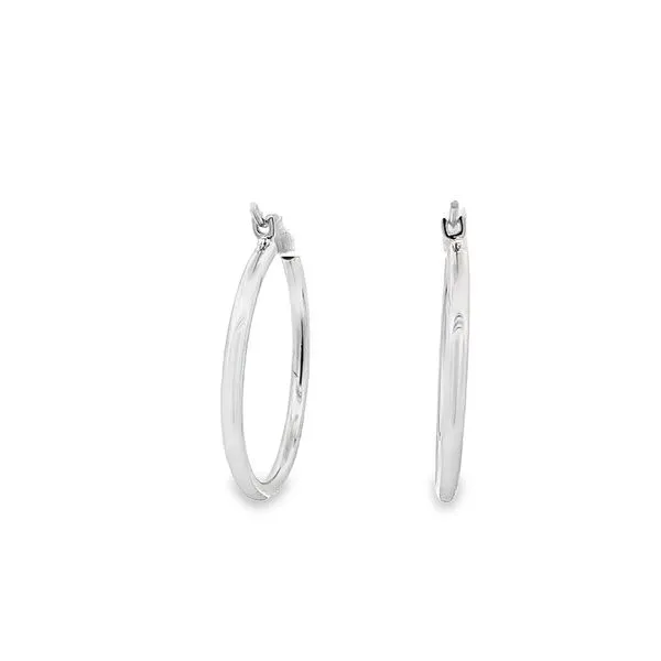 2X25MM MEDIUM POLISHED 14K WHITE  GOLD HOOP EARRINGS Image 3 Lester Martin Dresher, PA