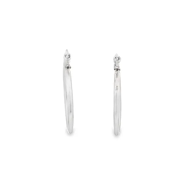 2X25MM MEDIUM POLISHED 14K WHITE  GOLD HOOP EARRINGS Lester Martin Dresher, PA