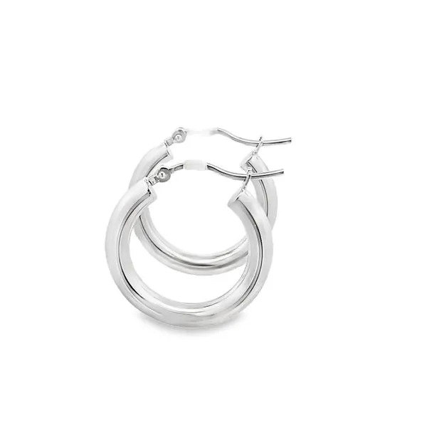 3X18MM SMALL 14K WHITE GOLD POLISHED HOOP EARRINGS Image 2 Lester Martin Dresher, PA