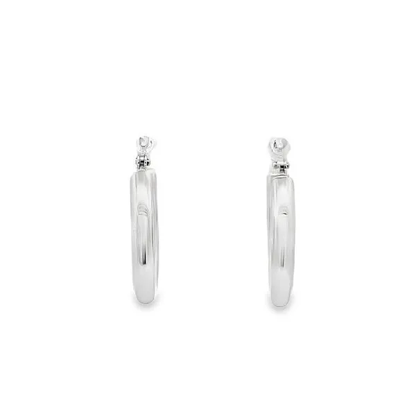 3X18MM SMALL 14K WHITE GOLD POLISHED HOOP EARRINGS Lester Martin Dresher, PA