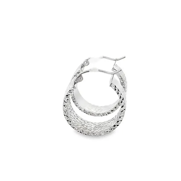 7X20MMM MEDIUM HAMMER TEXTURED HOOP EARRINGS Image 2 Lester Martin Dresher, PA