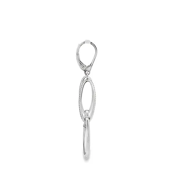 14K WHITE GOLD TEXTURED AND POLISHED DANGLE LEVERBACK EARRINGS Image 2 Lester Martin Dresher, PA