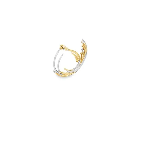 14K TWO-TONE GOLD FREE-FORM CURVED BAR EARRINGS Image 2 Lester Martin Dresher, PA