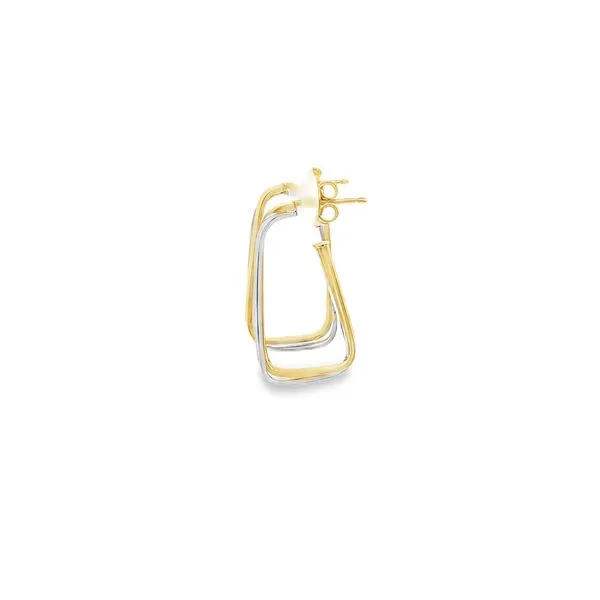 14K TWO-TONE GOLD J-HOOP BAR POST EARRINGS Image 2 Lester Martin Dresher, PA
