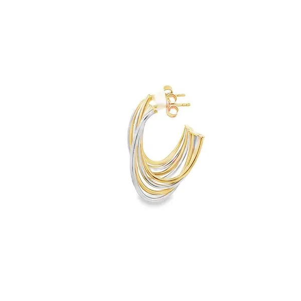 14K TWO-TONE GOLD J-HOOP BAR POST EARRINGS Image 2 Lester Martin Dresher, PA