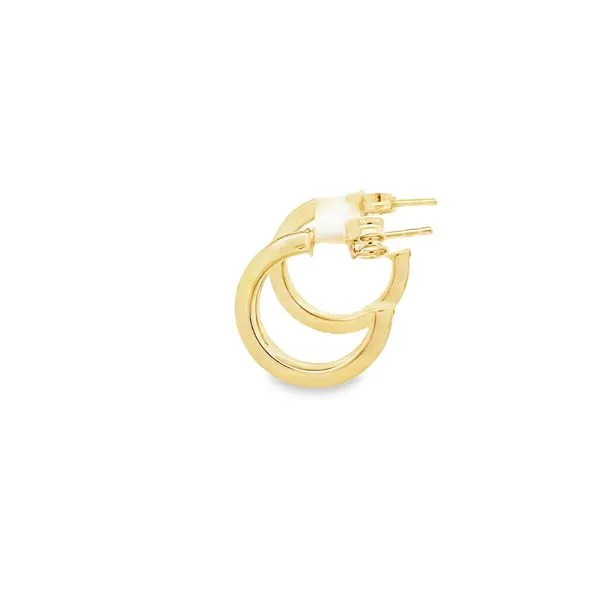14K TWO-TONE GOLD SMALL J-HOOP TEXTURED POST EARRINGS Image 2 Lester Martin Dresher, PA