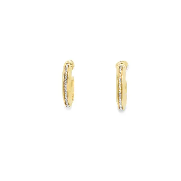 14K TWO-TONE GOLD SMALL J-HOOP TEXTURED POST EARRINGS Lester Martin Dresher, PA