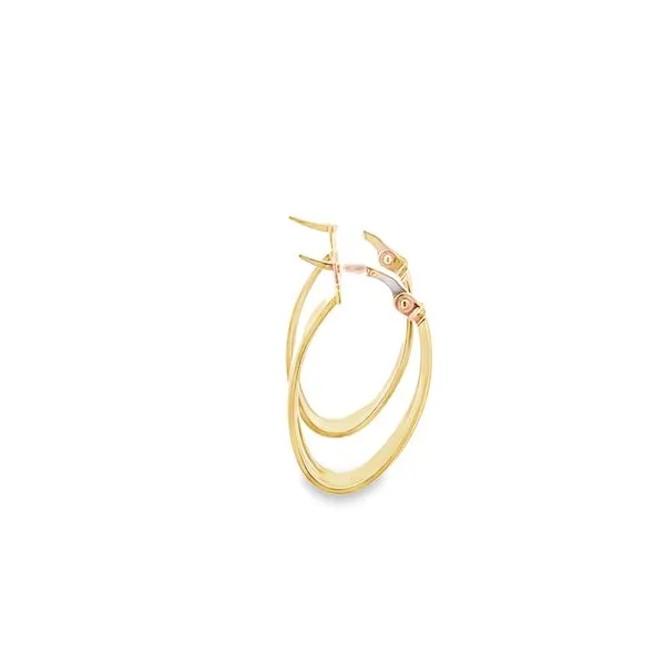 14K TWO-TONE GOLD OVATEXTURED AND POLISHED EARRINGS Image 2 Lester Martin Dresher, PA