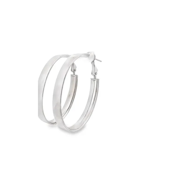 39X24MM POLISHED 14K WHITE GOLD OVAL HOOP EARRINGS Image 2 Lester Martin Dresher, PA