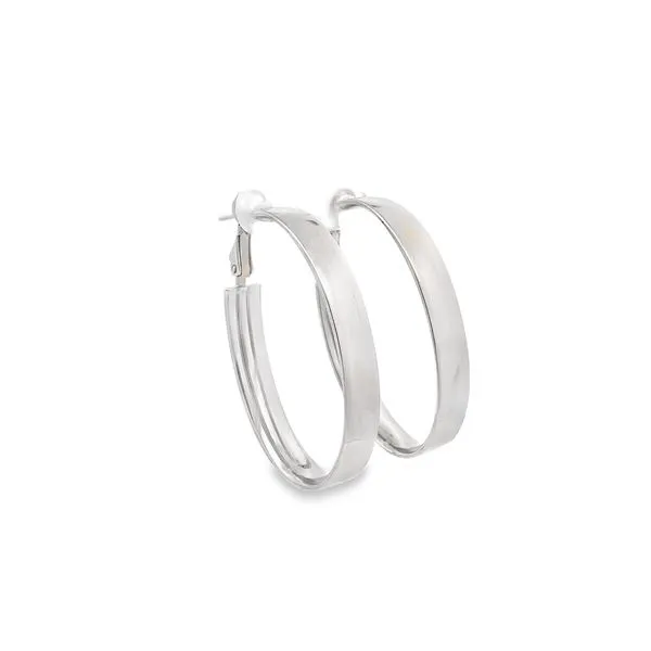 39X24MM POLISHED 14K WHITE GOLD OVAL HOOP EARRINGS Lester Martin Dresher, PA