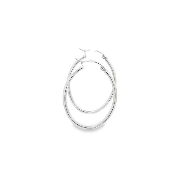 35X25X2MM POLISHED 14K WHITE GOLD OVAL HOOP EARRINGS Image 2 Lester Martin Dresher, PA