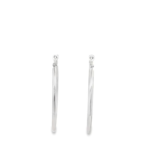 35X2MM POLISHED 14K WHITE GOLD ROUND HOOP EARRINGS Lester Martin Dresher, PA