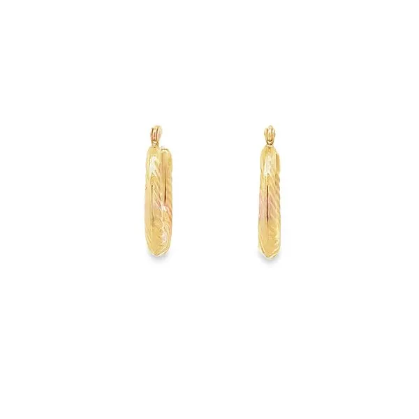 :14K 12X15X2 2MM TEXTURED SWIRL OVAL HOOP EARRINGS Lester Martin Dresher, PA