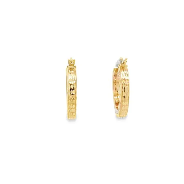 14K 516X3X3MM TEXTURED  HOOP EARRINGS Image 3 Lester Martin Dresher, PA