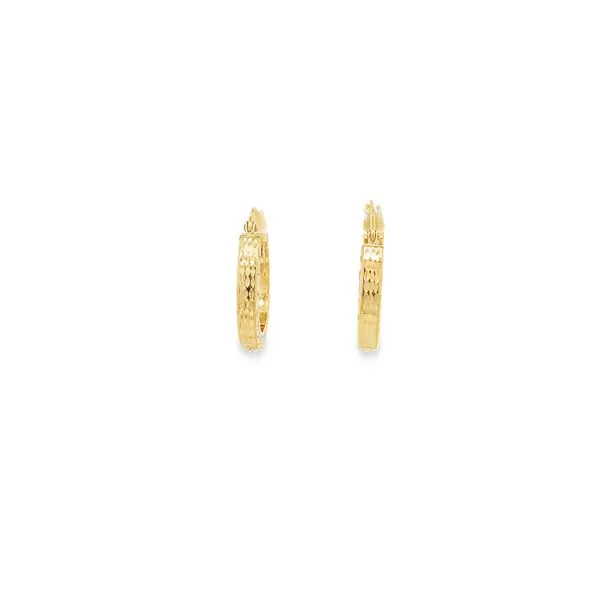 14K 516X3X3MM TEXTURED  HOOP EARRINGS Lester Martin Dresher, PA