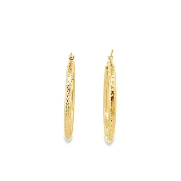 14K 35X3MM TEXTURED HOOP EARRINGS