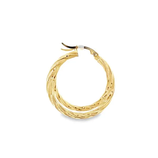 14K 30X3MM TEXTURED HOOP EARRINGS Image 2 Lester Martin Dresher, PA