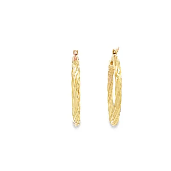 14K 30X3MM TEXTURED HOOP EARRINGS Image 3 Lester Martin Dresher, PA