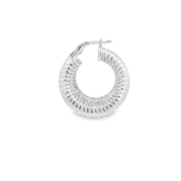 23X3MM RIBBED HOOP EARRINGS IN 14K WHITE GOLD Image 2 Lester Martin Dresher, PA