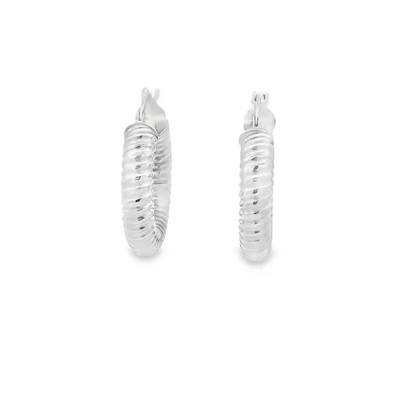 23X3MM RIBBED HOOP EARRINGS IN 14K WHITE GOLD Lester Martin Dresher, PA