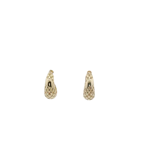 12X5MM 14K YELLOW GOLD TEXTURED AND POLISHED J- HOOP POST EARRINGS Lester Martin Dresher, PA