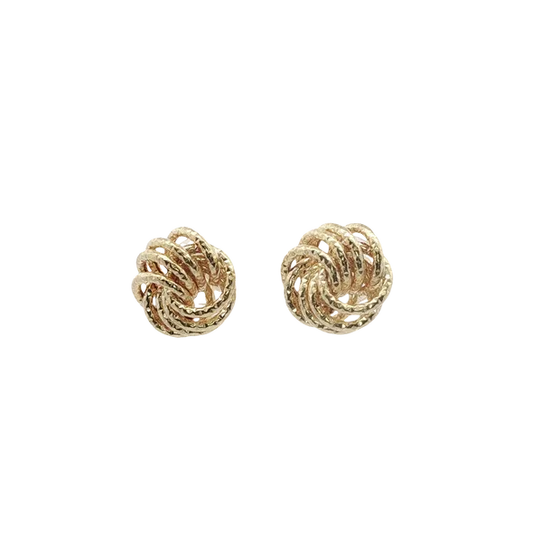 14K YELLOW GOLD TEXTURED LOVE KNOT POST EARRINGS Lester Martin Dresher, PA