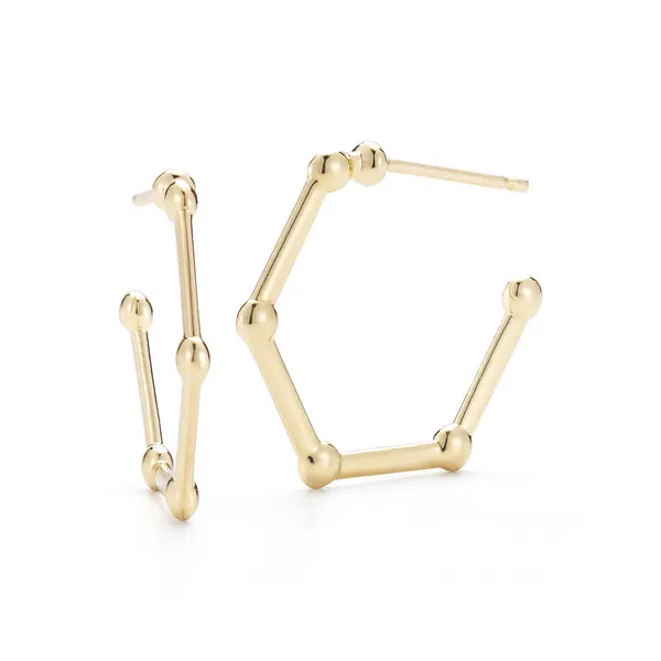 GEOMETRIC BAR AND BALL POST HOOP EARRINGS Lester Martin Dresher, PA