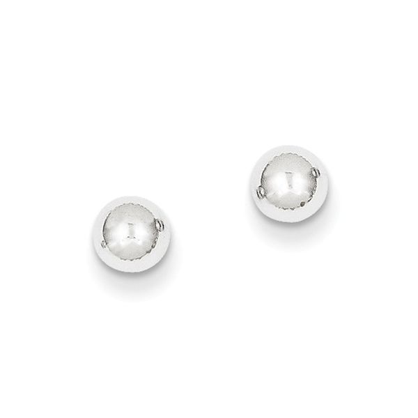 14K WHITE GOLD POLISHED 5MM BALL POST EARRINGS Image 2 Lester Martin Dresher, PA