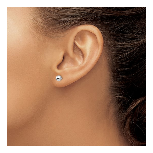 14K WHITE GOLD POLISHED 5MM BALL POST EARRINGS Image 4 Lester Martin Dresher, PA