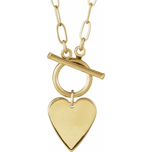14K YELLOW GOLD ENGRAVABLE HEART ON A 14K YELLOW GOLD 18