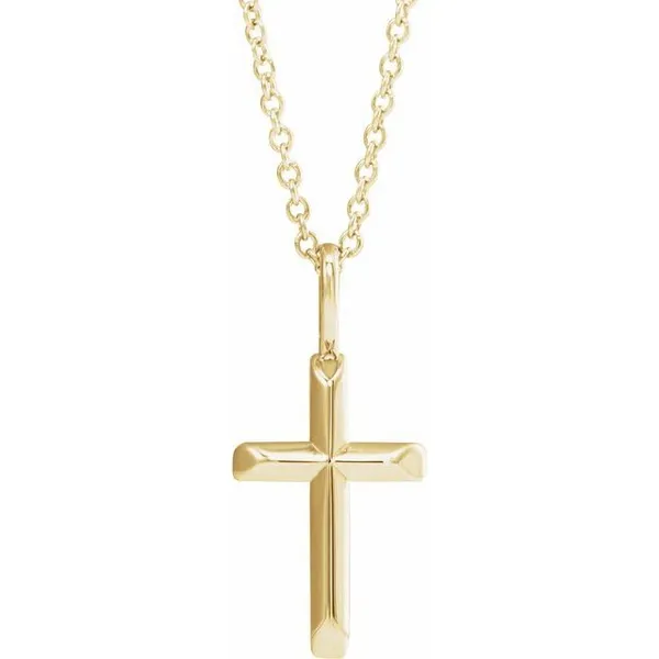 14K YELLOW KNIFE-EDGE CROSS PENDANT Lester Martin Dresher, PA