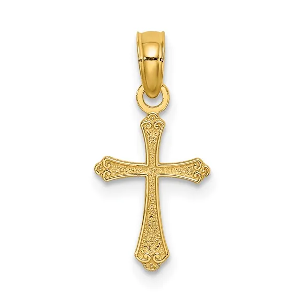 14K TEXTURED MINI CROSS CHARM