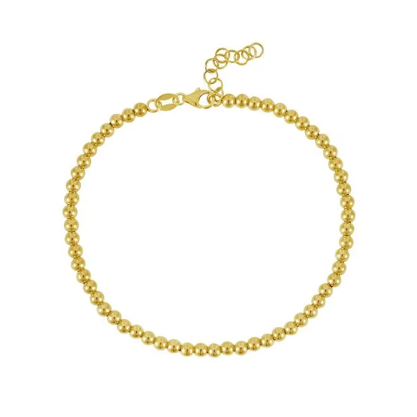 14K YELLOW GOLD 3MM POLISHED BEAD BRACELET Image 3 Lester Martin Dresher, PA
