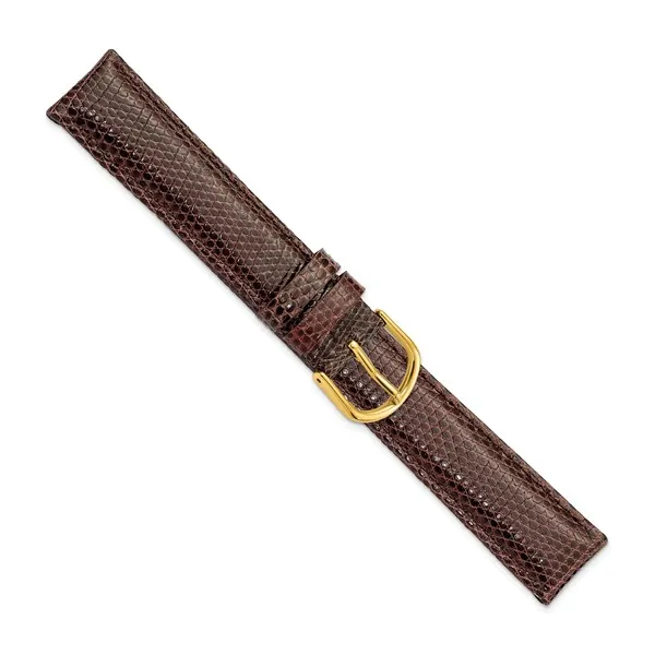 18MM BROWN GENUINE LIZARD GOLD-TONE BUCKLE WATCH BAND Image 2 Lester Martin Dresher, PA