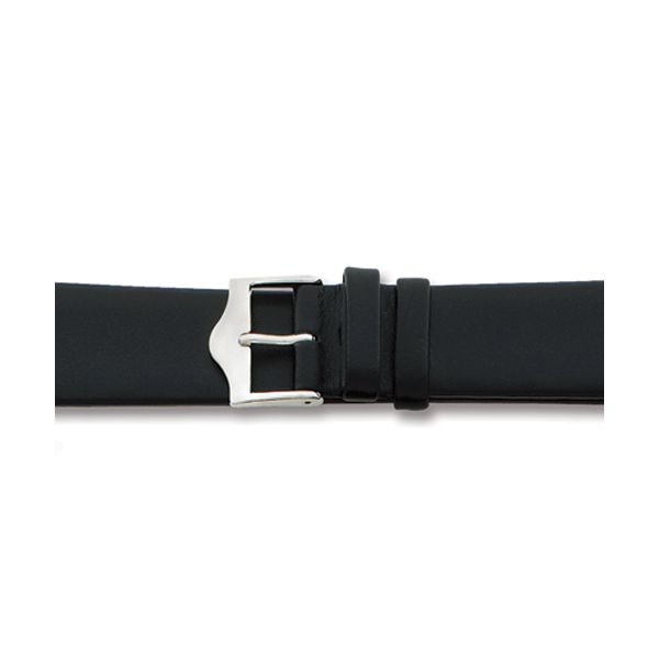 12MM FLAT BLACK LEATHER SILVER-TONE BUCKLE WATCH BAND Lester Martin Dresher, PA