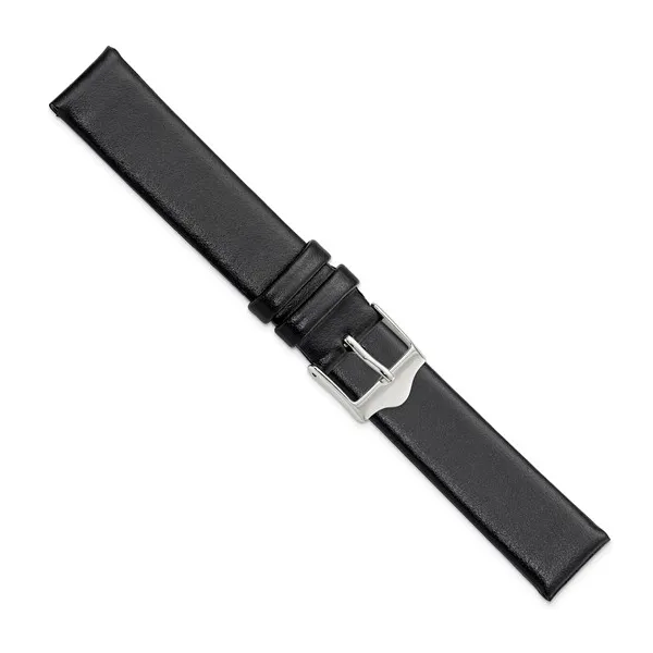 17MM BLACK FLAT LEATHER WATCH BAND