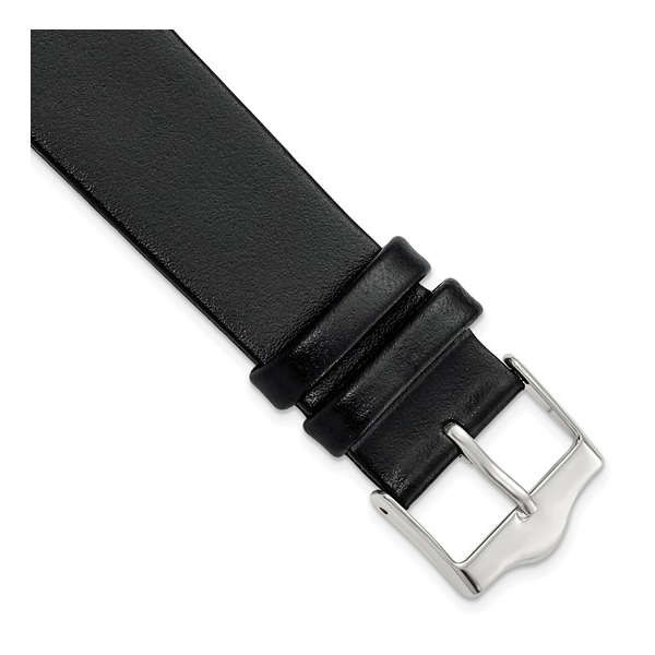 18MM BLACK ITALIAN LEATHER SILVER-TONE BUCKLE WATCH BAND Image 2 Lester Martin Dresher, PA
