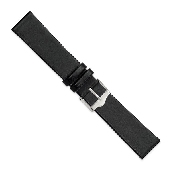 18MM BLACK ITALIAN LEATHER SILVER-TONE BUCKLE WATCH BAND Lester Martin Dresher, PA