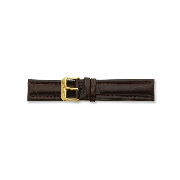 20MM BROWN MATTE ALLIGATOR GRAIN GLD-TONE BUCKLE WATCH BAND Lester Martin Dresher, PA