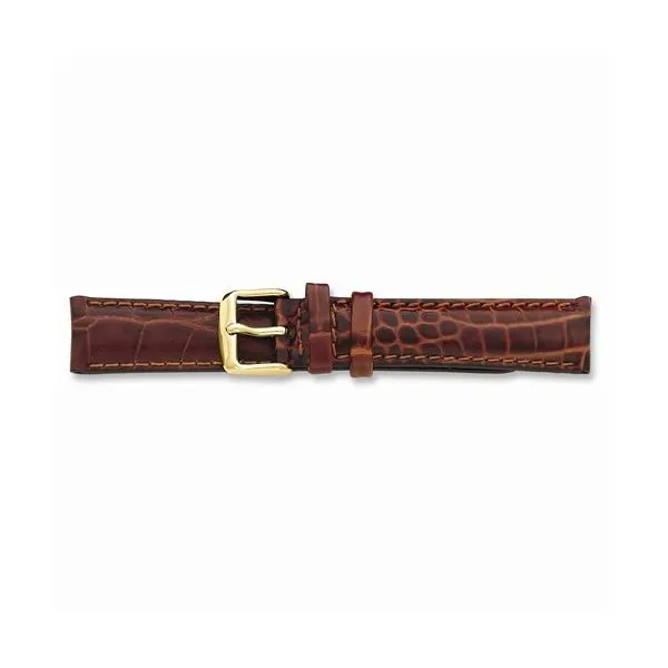 20MM HAVANA CROC CHRONO GOLD-TONE BUCKLE WATCH BAND